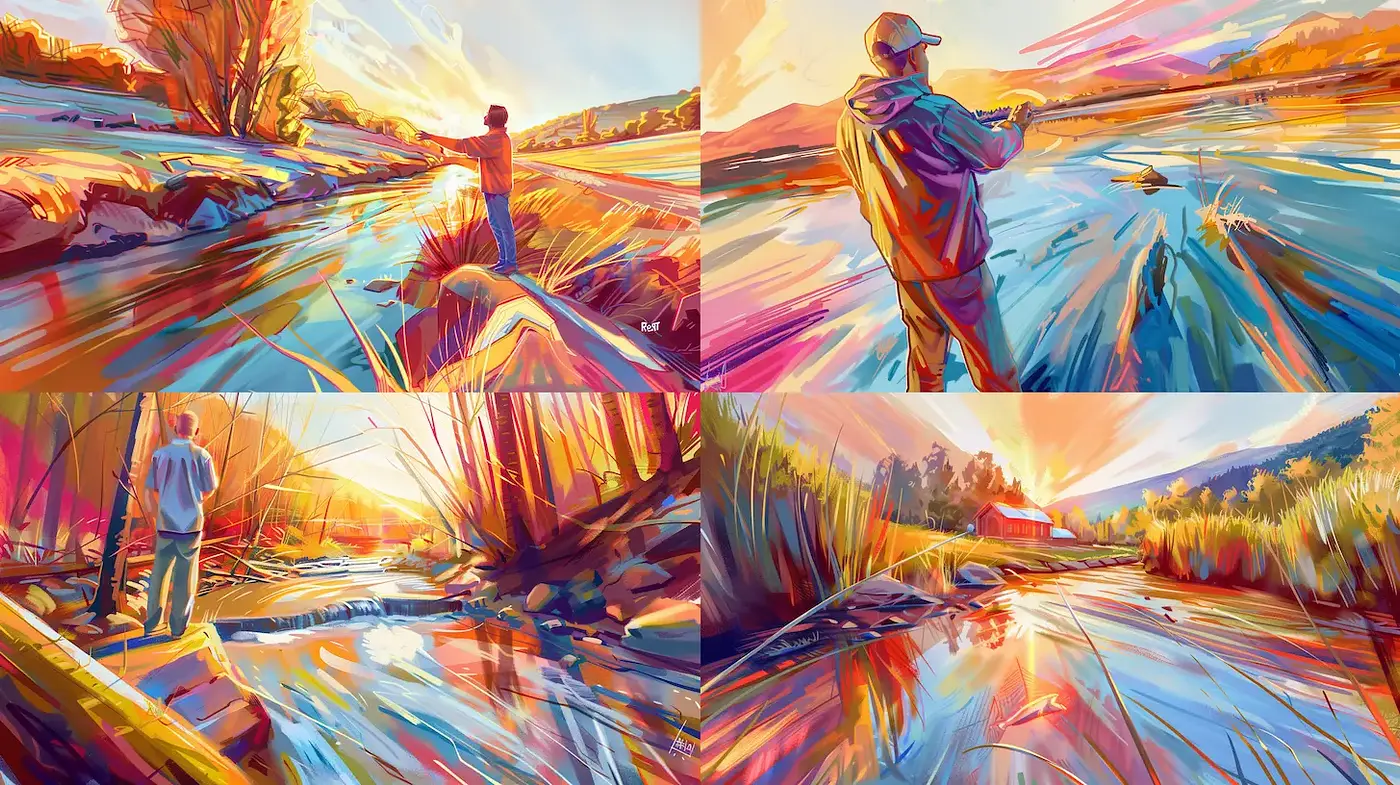 Dynamic Impressionistic Landscape with a Touch of Modern Expressionism - Midjourney sref style