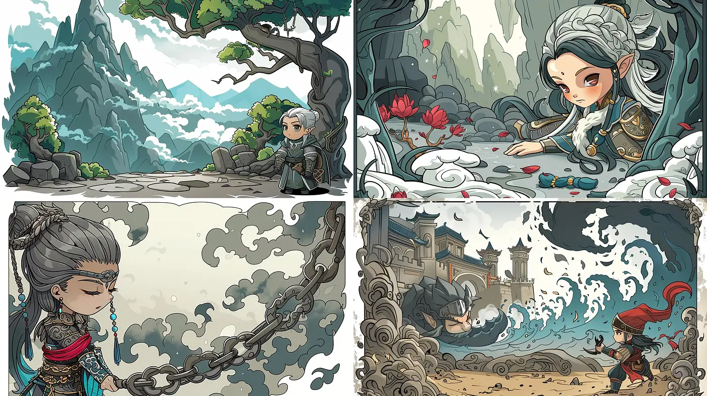 Whimsical Tale of Stylized Fantasy and Adventure - Midjourney sref style