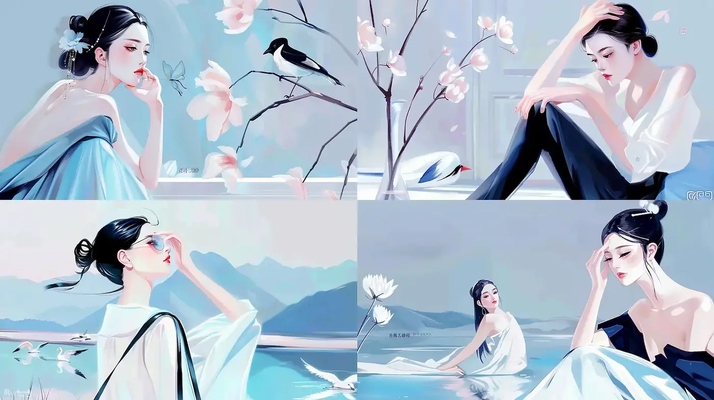 Elegant and Serene Aesthetic with Ethereal Touches - Midjourney sref style