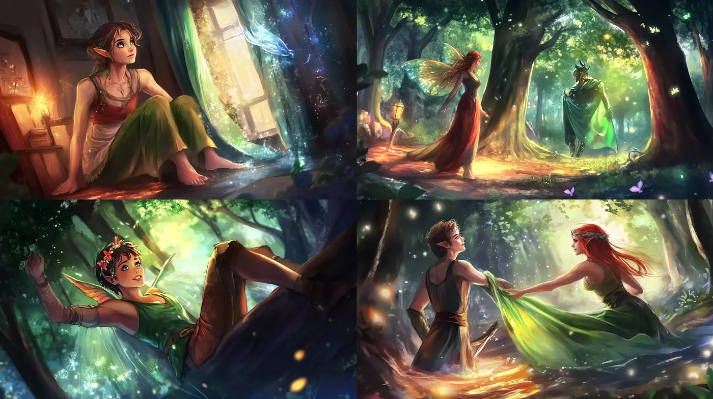Enchanted Forest Whimsy: A Dance of Light and Nature - Midjourney sref style