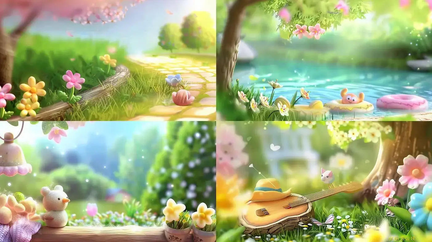 Whimsical and Dreamy Pastoral Landscapes with Soft Textures - Midjourney sref style