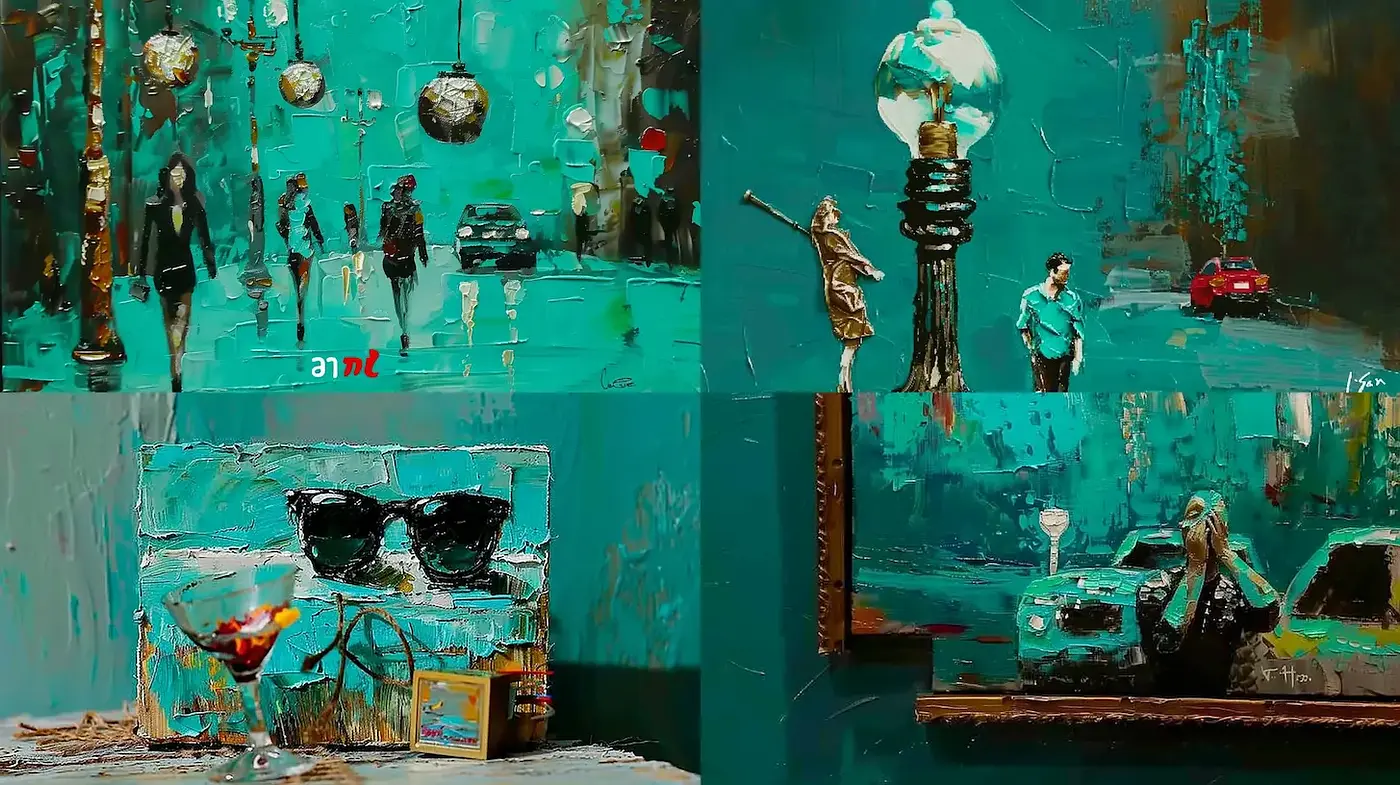 Vibrant and textured urban surrealism with a nostalgic hue - Midjourney sref style