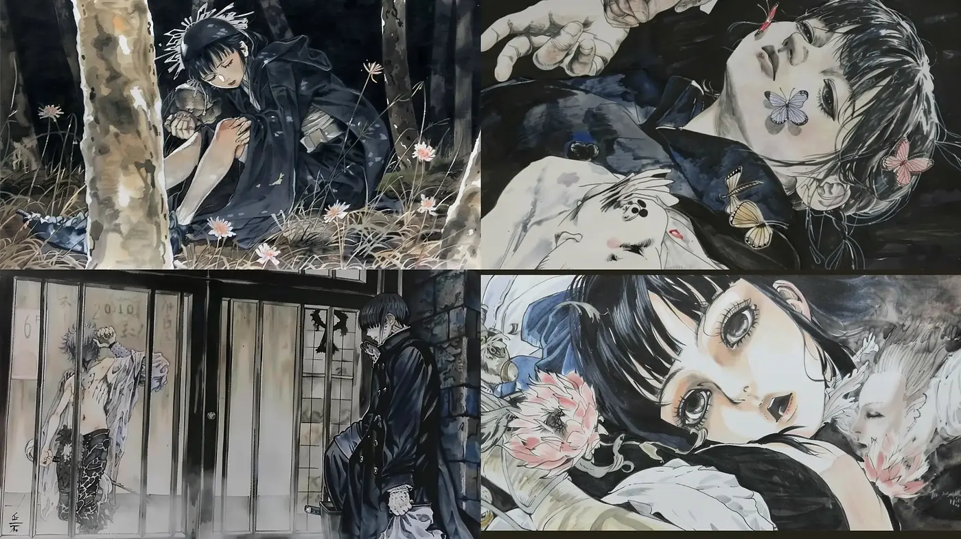 Ephemeral Shades of Monochrome: An Artistic Ode to Anime Ethereality - Midjourney sref style
