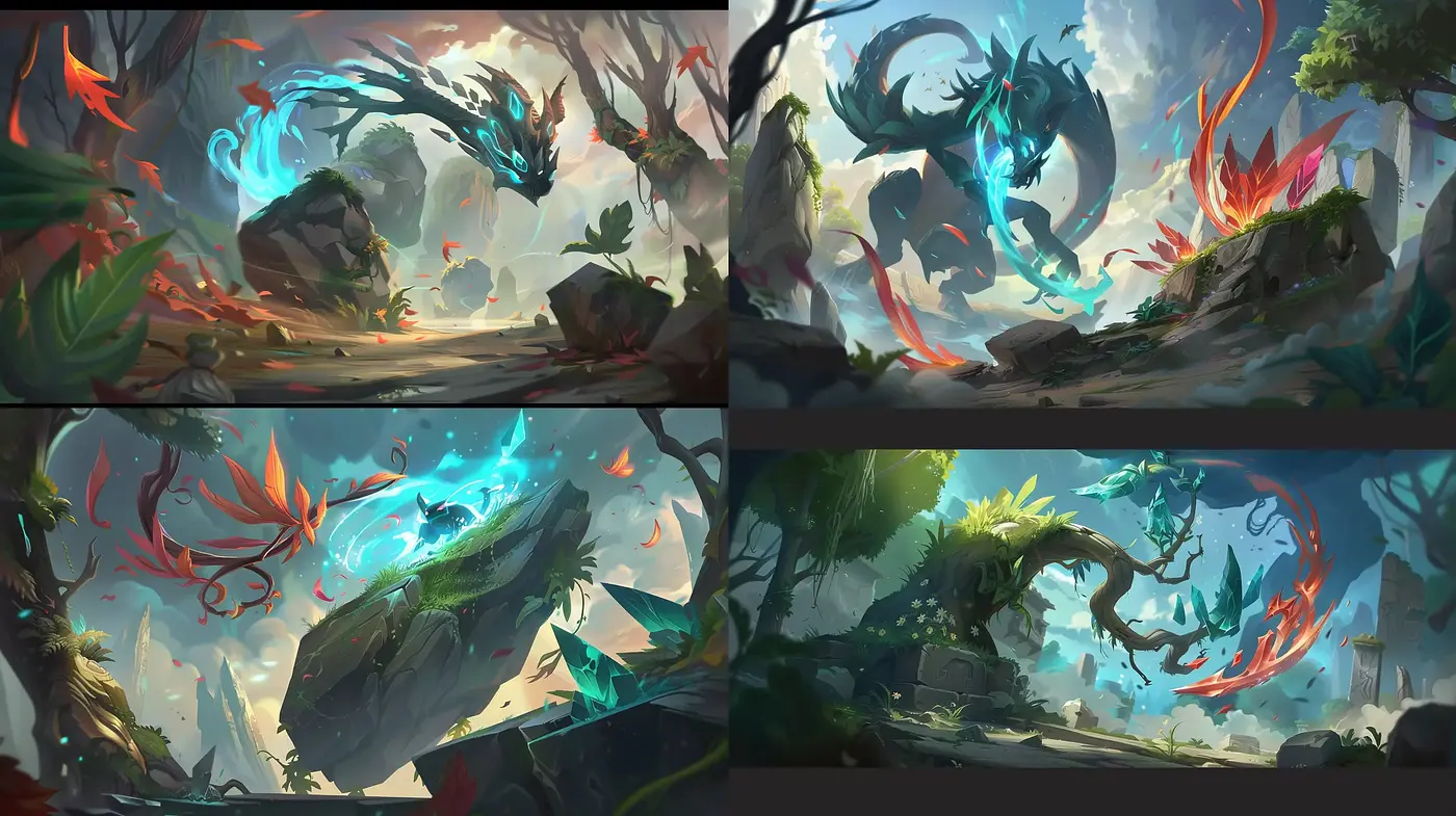 Ethereal Mythical Beasts in Fantastical Landscapes - Midjourney sref style