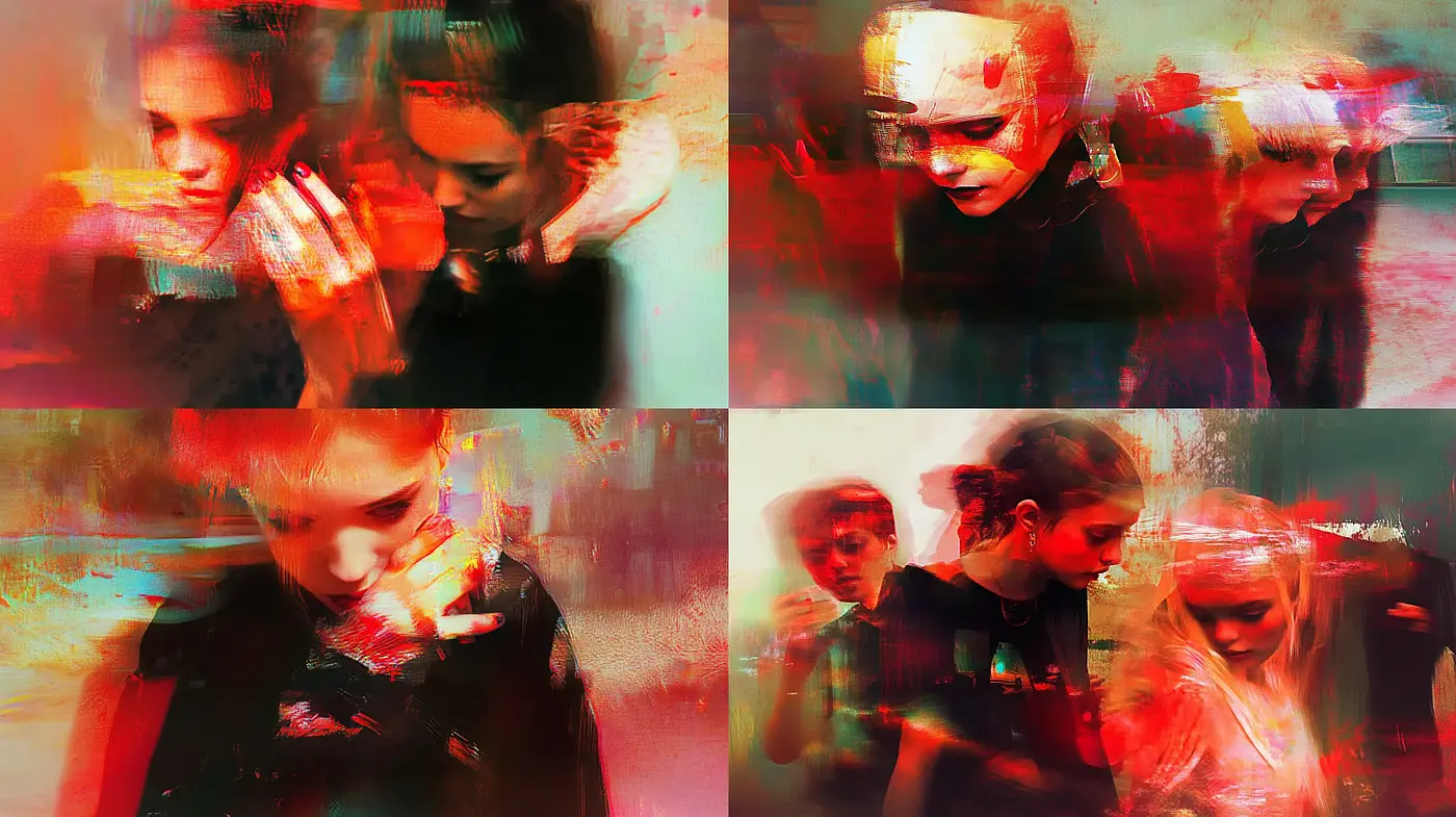 Distorted Harmonies: A Symphony of Abstracted Hues and Divergent Textures - Midjourney sref style