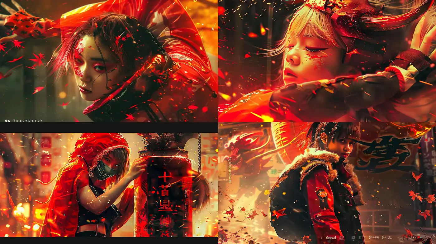 Fiery Amber Dreamscape: A Luminous Journey through a Digitally Crafted Anime-Inspired World - Midjourney sref style