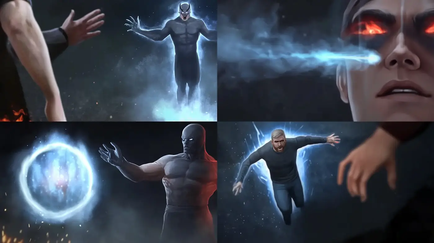 Ethereal Cosmic Energy and Dynamic Superhuman Forms - Midjourney sref style