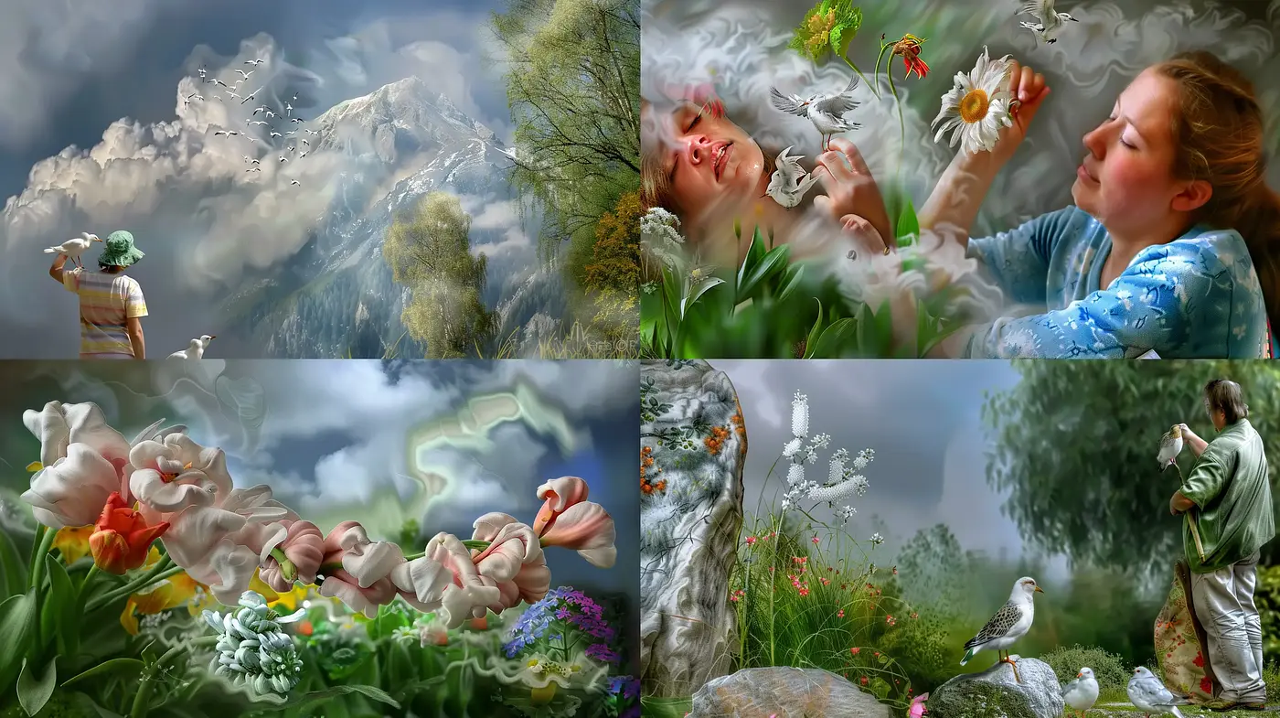 Ethereal Nature Dreamscape with Surrealistic Overtones - Midjourney sref style