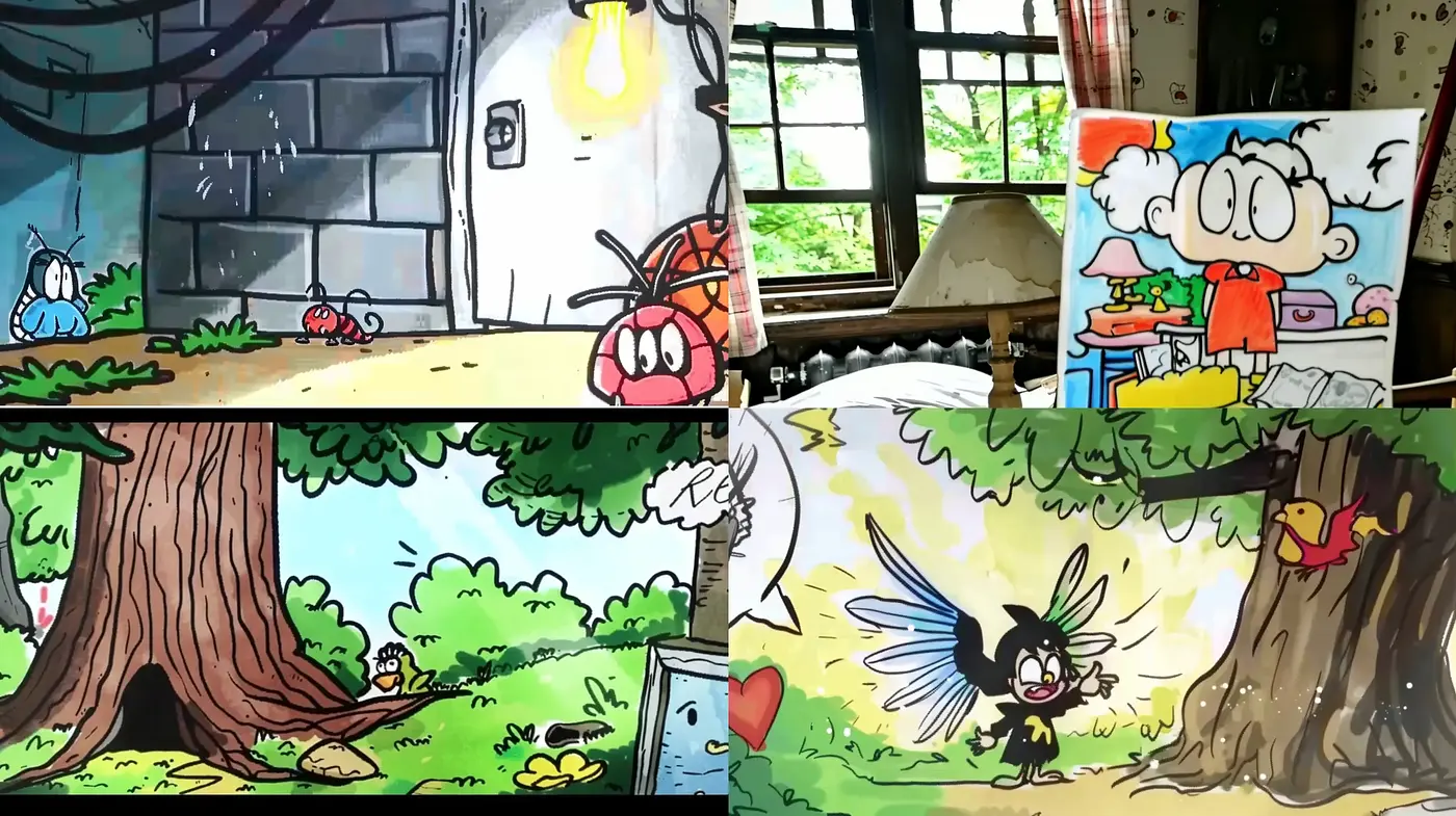 Consistently Whimsical Cartoon Illustration Style with Vibrant Hand-Drawn Aesthetics - Midjourney sref style