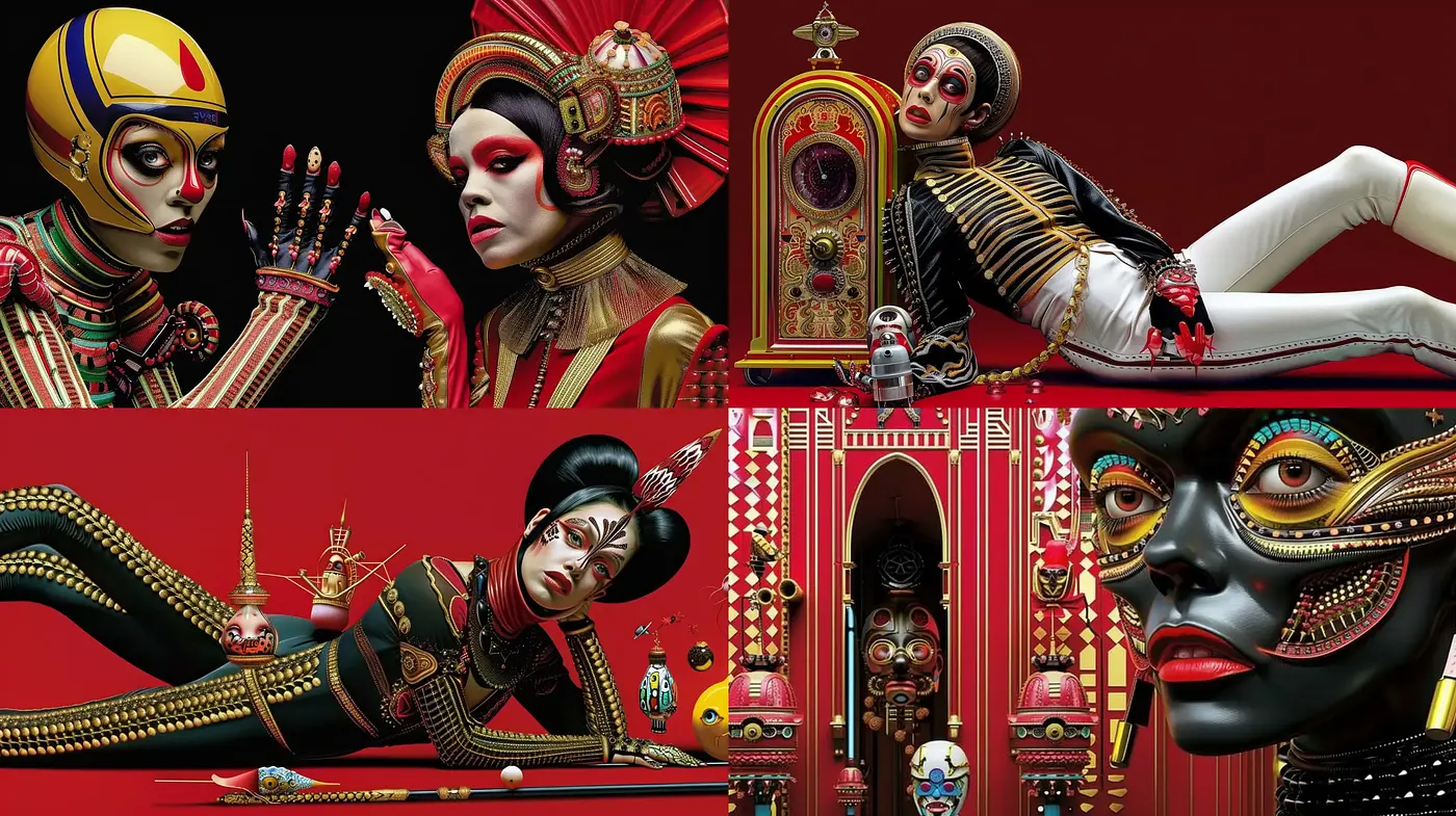 Futuristic Baroque Fusion with a Theatrical Flair - Midjourney sref style