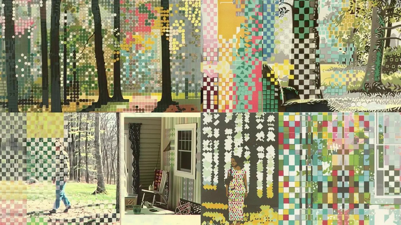 Pixelated Nature and Domesticity: A Tapestry of Digital Mosaic - Midjourney sref style