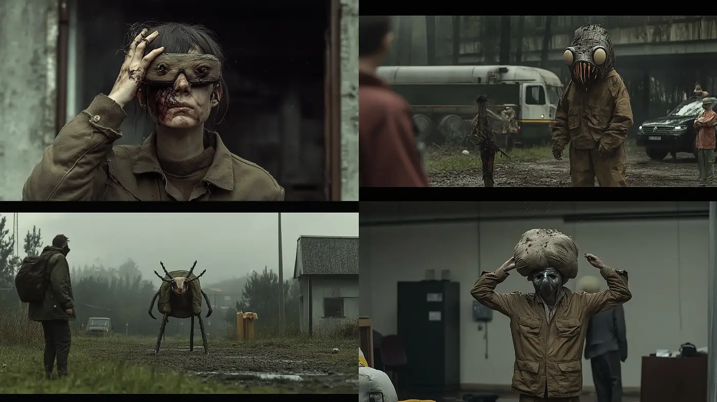 Dystopian Desolation: A Cinematic Exploration of Surrealism and Decay - Midjourney sref style