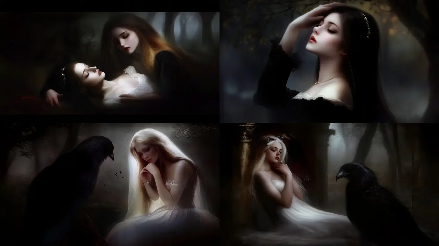 Ethereal Gothic Aesthetic with Haunting Elegance - Midjourney sref style