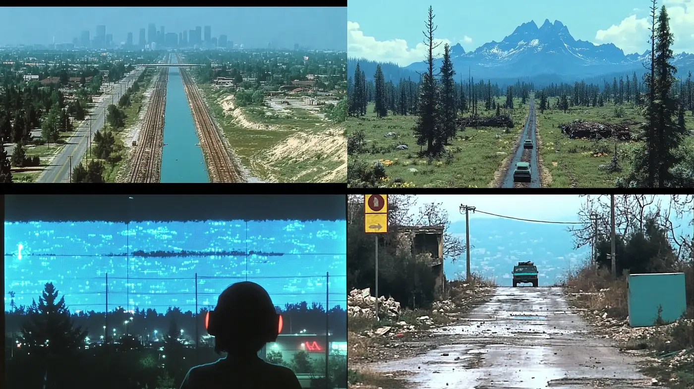 Synthesized Nostalgic Vistas: A Homage to Retro-Futuristic Desolation - Midjourney sref style