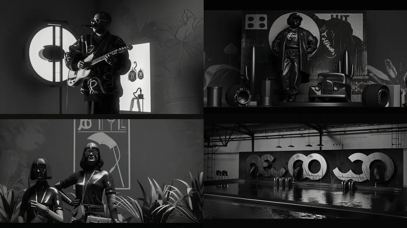 Monochromatic Elegance: A Fusion of Noir Influences and Contemporary Graphics - Midjourney sref style