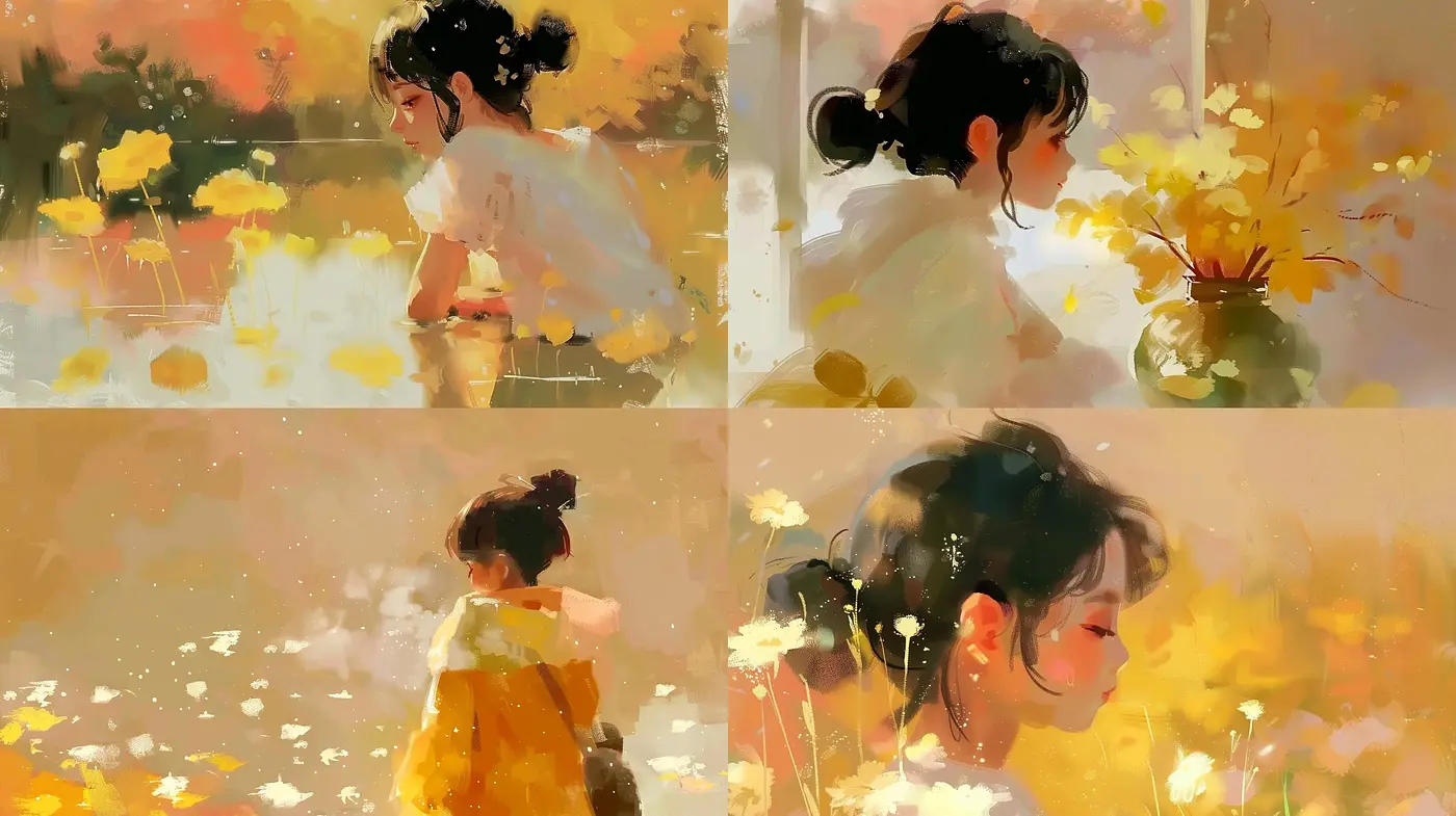 Luminous Pastoral Dreamscapes: A Harmonious Blending of Warm Tones and Soft Light - Midjourney sref style