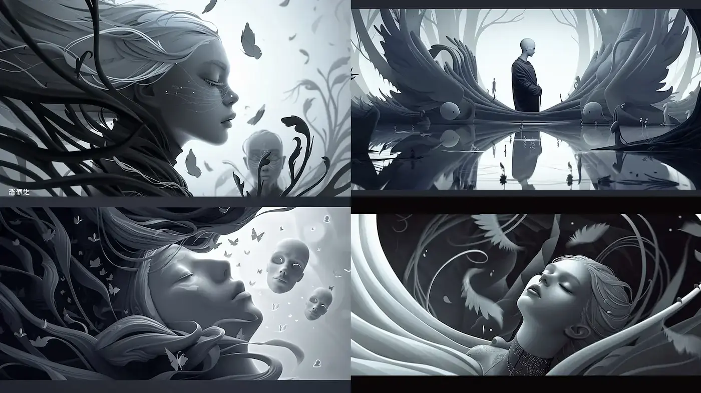 Ethereal and Surrealistic Portraits with Monochromatic Harmony - Midjourney sref style