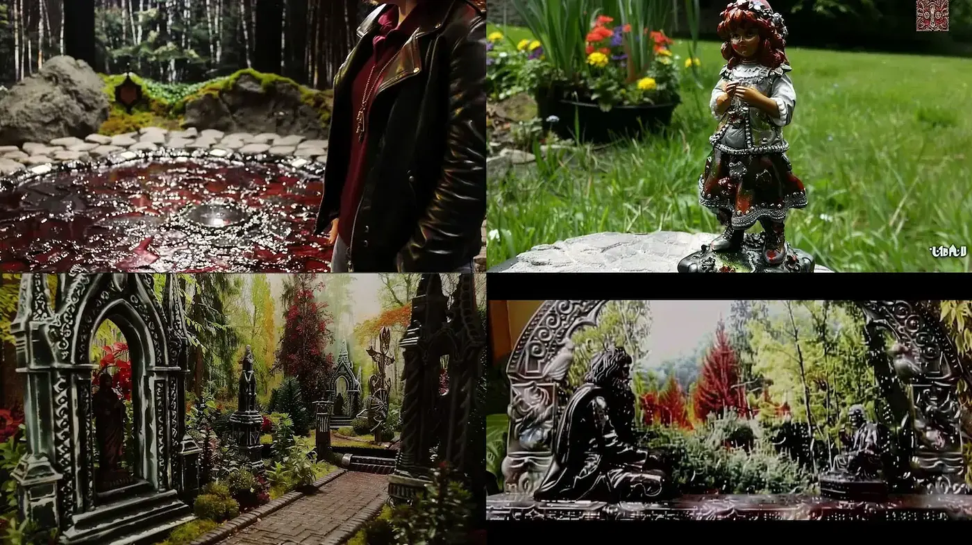 Ethereal Garden Landscapes with Mystical Elements and Antique Aesthetics - Midjourney sref style