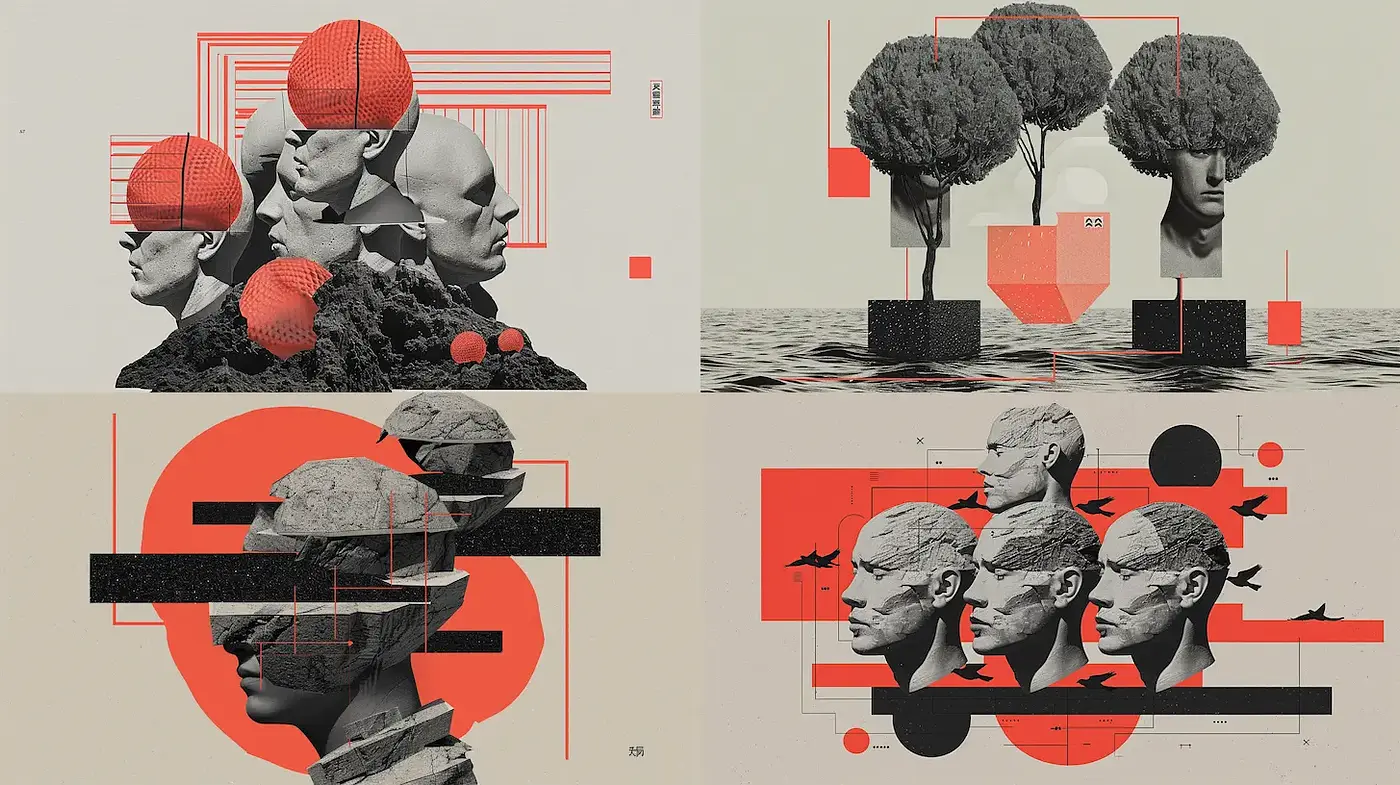 Futuristic Abstract Compositions with a Surrealist Influence - Midjourney sref style