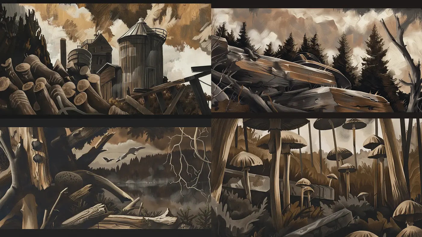 Sepia-Toned Natural Landscapes in Stylized Vintage Realism - Midjourney sref style