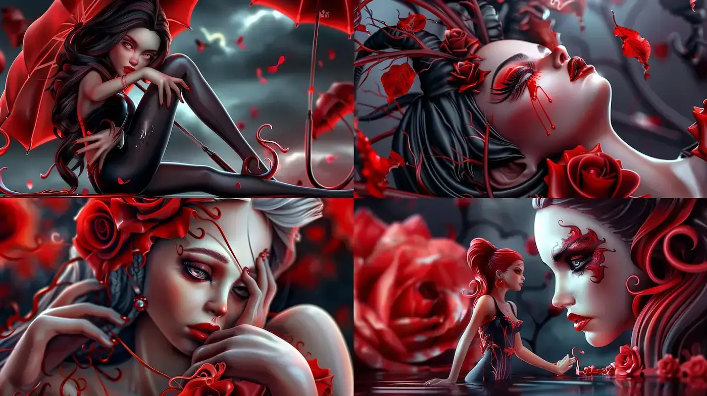 Dark, atmospheric artworks with a gothic aesthetic featuring elaborate details - Midjourney sref style