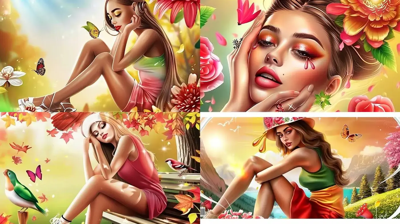 Vibrant and Whimsical Floral Fantasy with a Contemporary Edge - Midjourney sref style