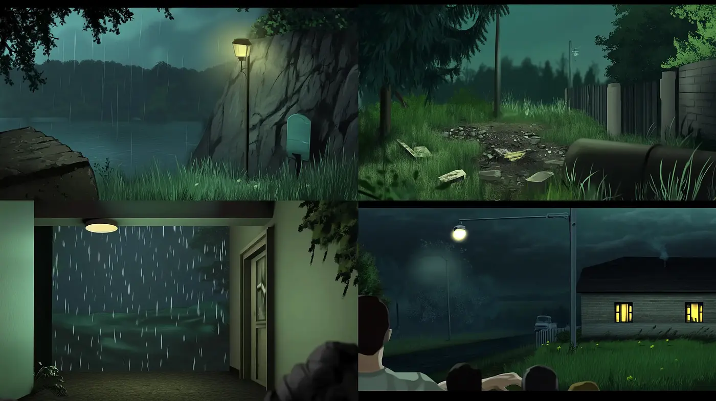 Nocturnal Serenity in Verdant Hues: A Digital Painting Study - Midjourney sref style