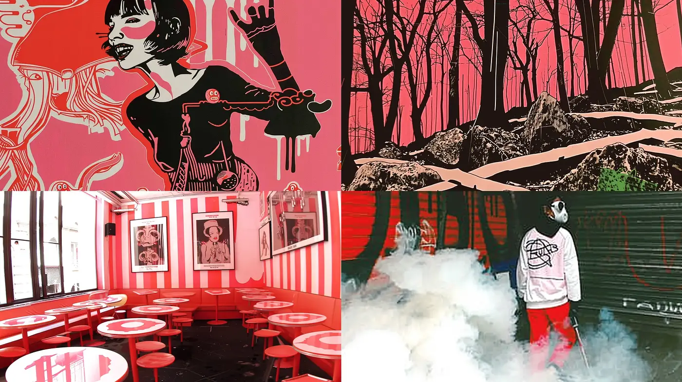 Stark Contrast Pop Art Fusion with a Surreal Twist - Midjourney sref style