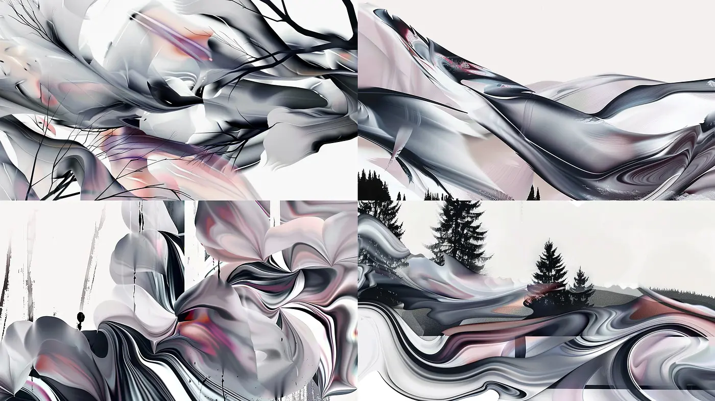 Ethereal Dreamscape: A Medley of Swirling Textures and Subdued Tones Inspired by Natural Forms - Midjourney sref style