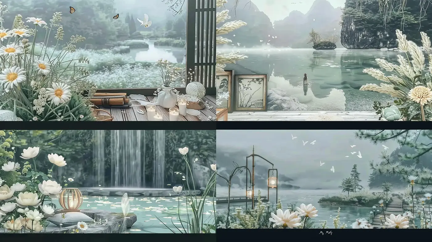 Tranquil Pastoral Serenity: A Homage to Nature's Elegance in Art - Midjourney sref style