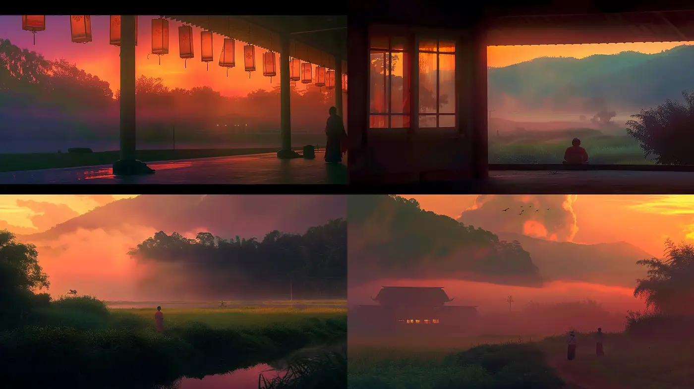 Twilight Hues of Serenity: A Consistent Dreamlike Ambiance - Midjourney sref style