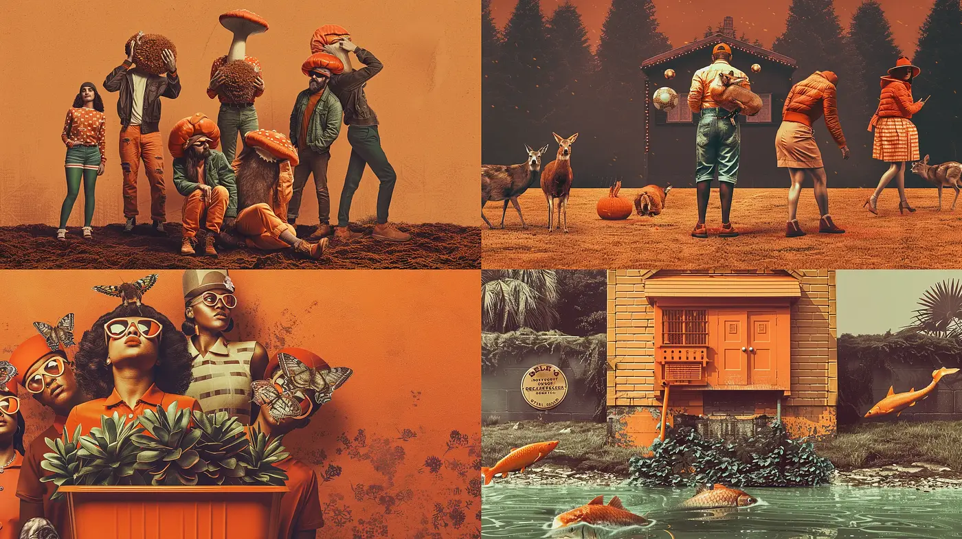 Autumnal Surrealist Dreamscape with Cinematic Overtones - Midjourney sref style