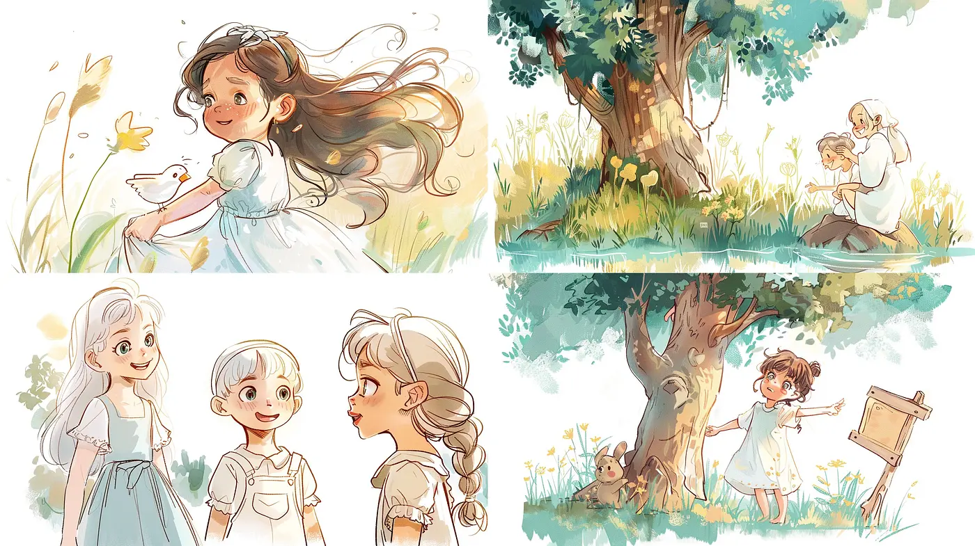 Whimsical Brushstrokes of Childhood Innocence - Midjourney sref style