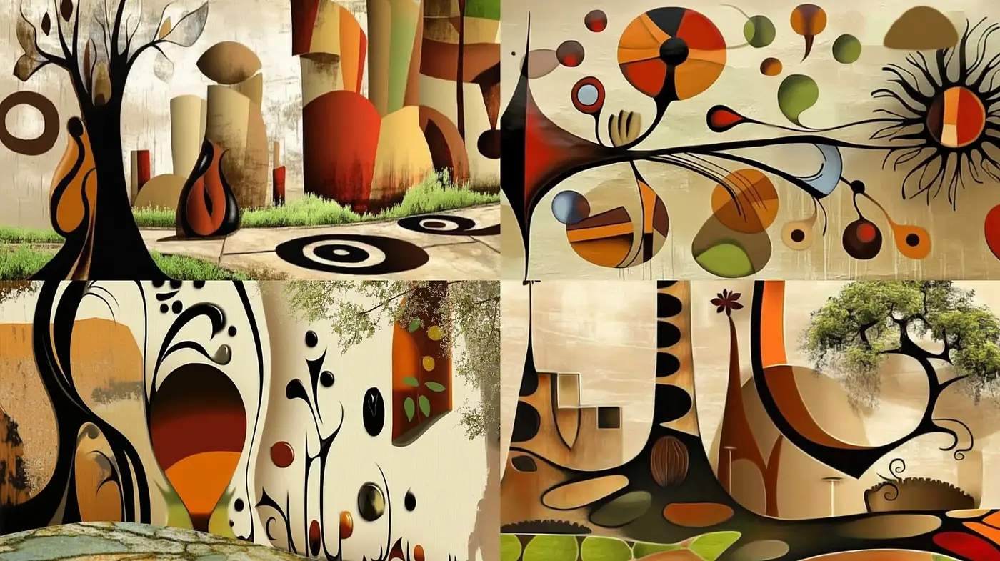 Abstract Organic Fusion with Earthy Tones - Midjourney sref style