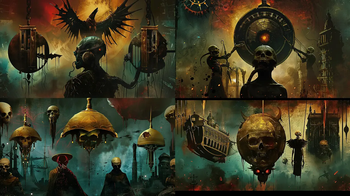 Dystopian Steampunk Reverie with Surrealist Undertones - Midjourney sref style