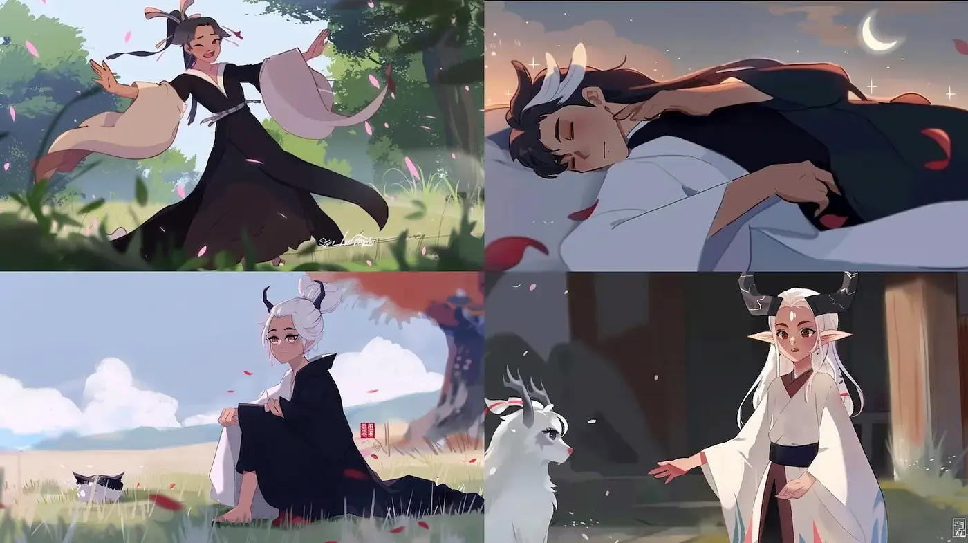 Enchanting and Ethereal Illustrative Style with Mystical Elements - Midjourney sref style