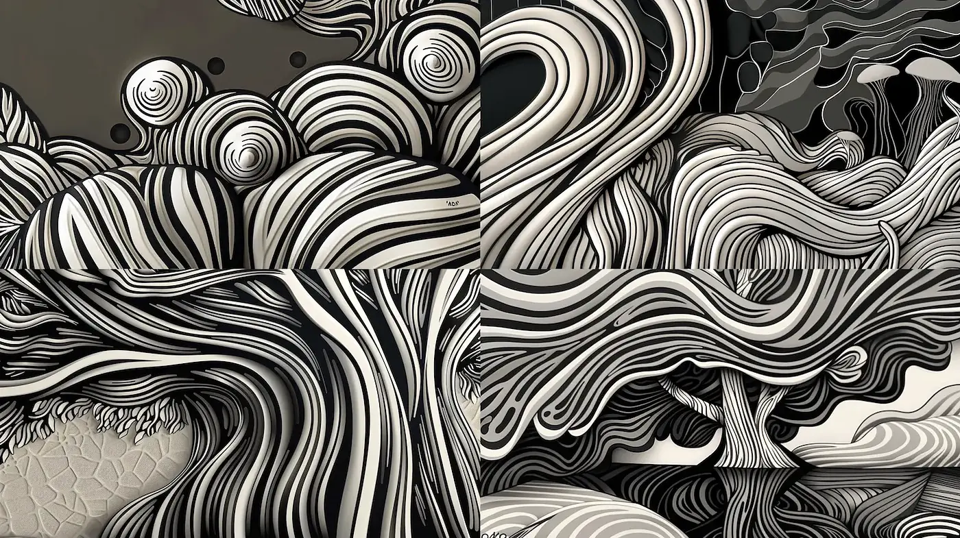 Organic Flowing Forms with Monochromatic Contrast - Midjourney sref style