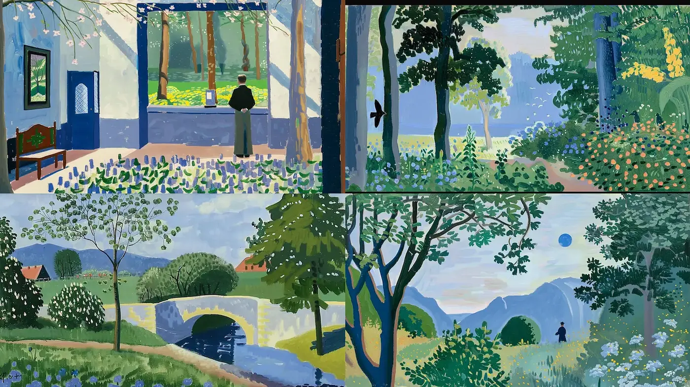 Serene Landscapes with Lush Textures and a Soft Palette - Midjourney sref style