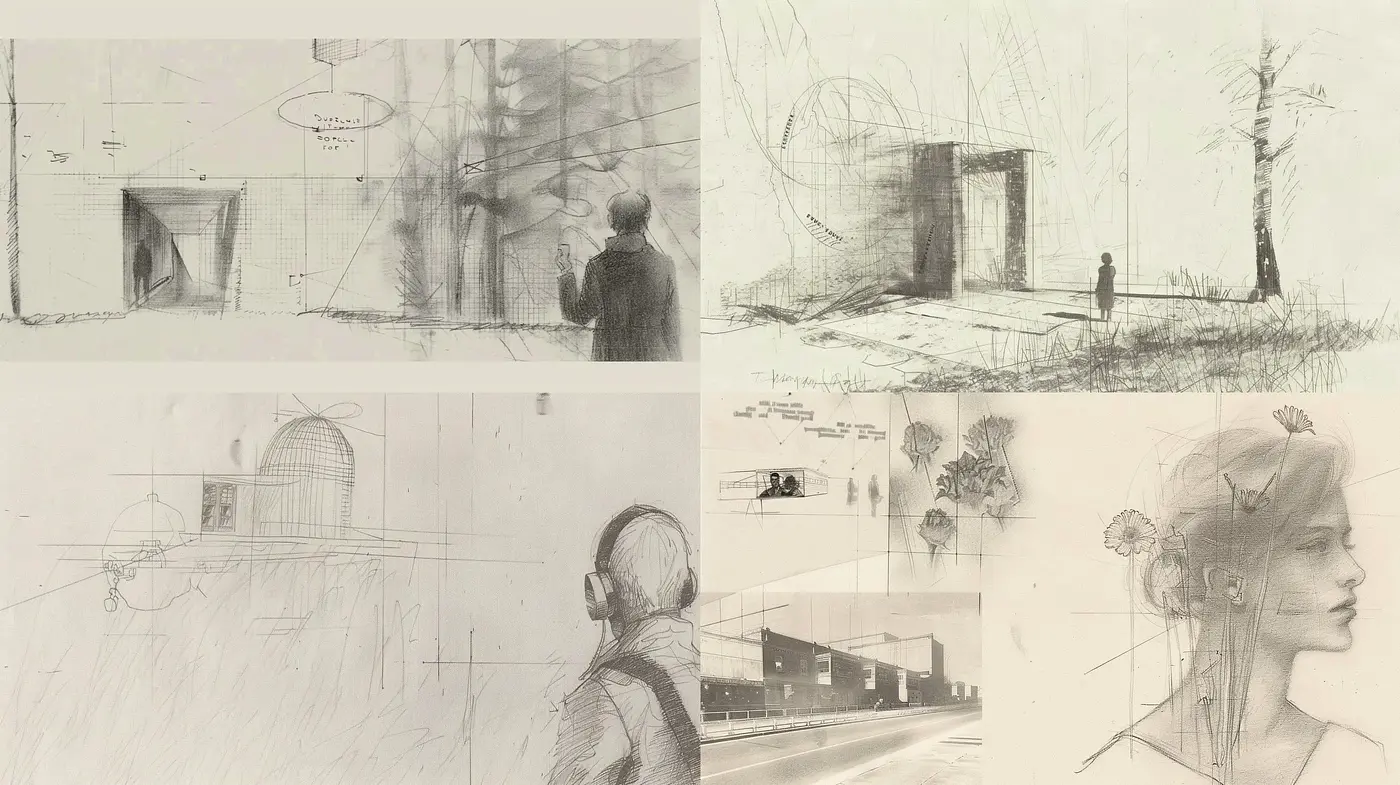 Ethereal Graphite Sketchbook Dreams - Midjourney sref style