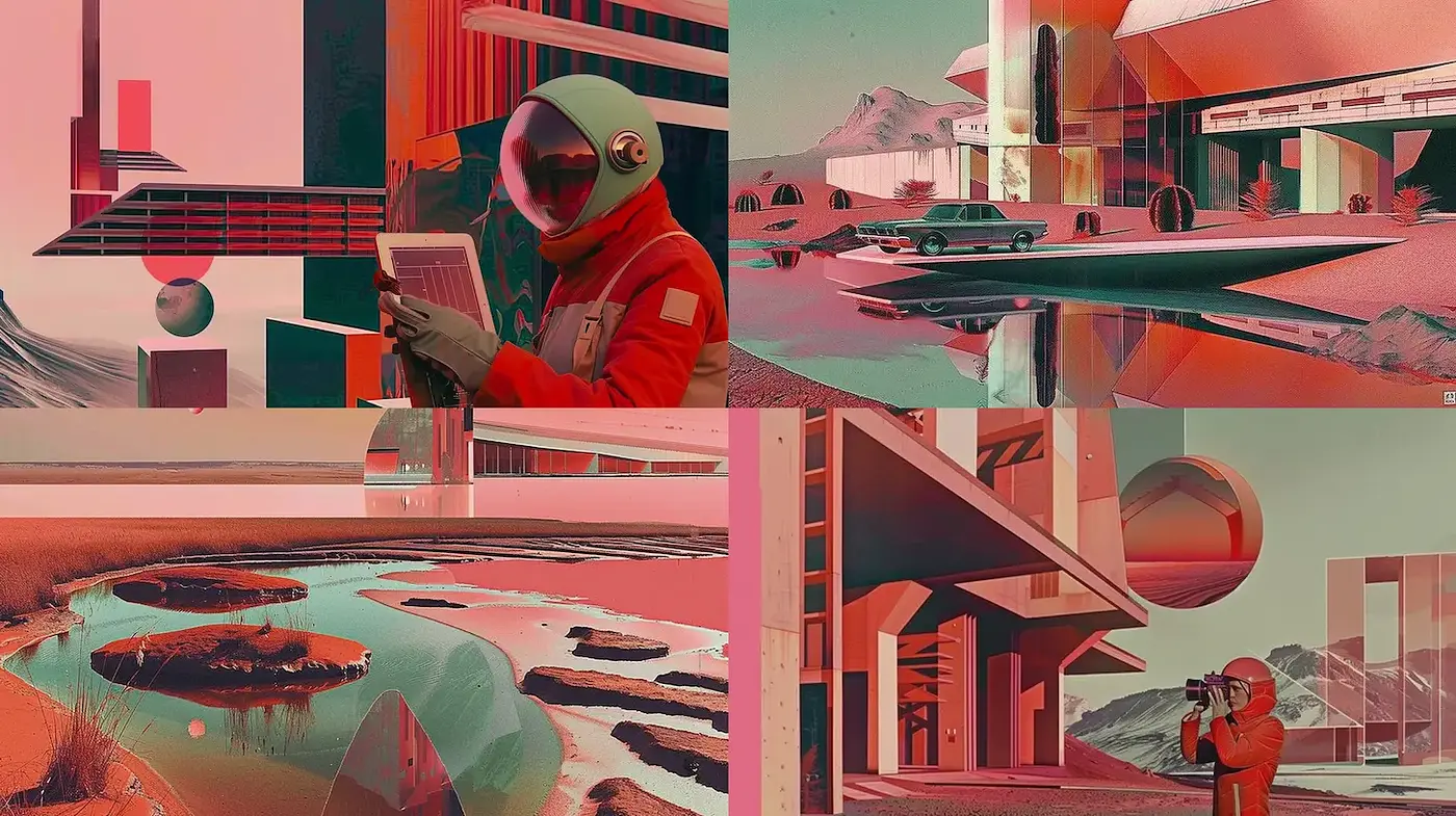 Futuristic Retro-Modern Aesthetics with a Cinematic Wonder - Midjourney sref style