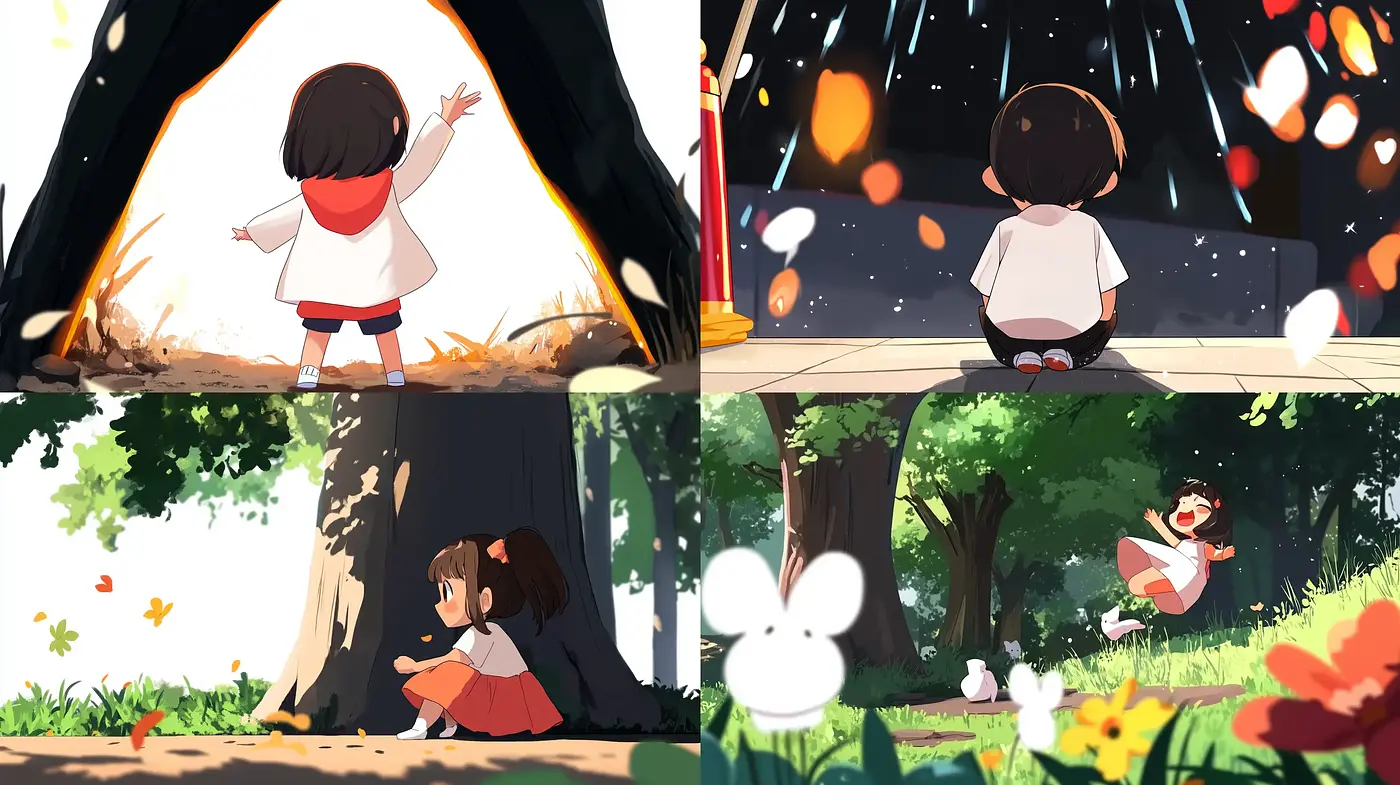 Enchanting Anime-Inspired Vignettes of Childhood Reverie - Midjourney sref style