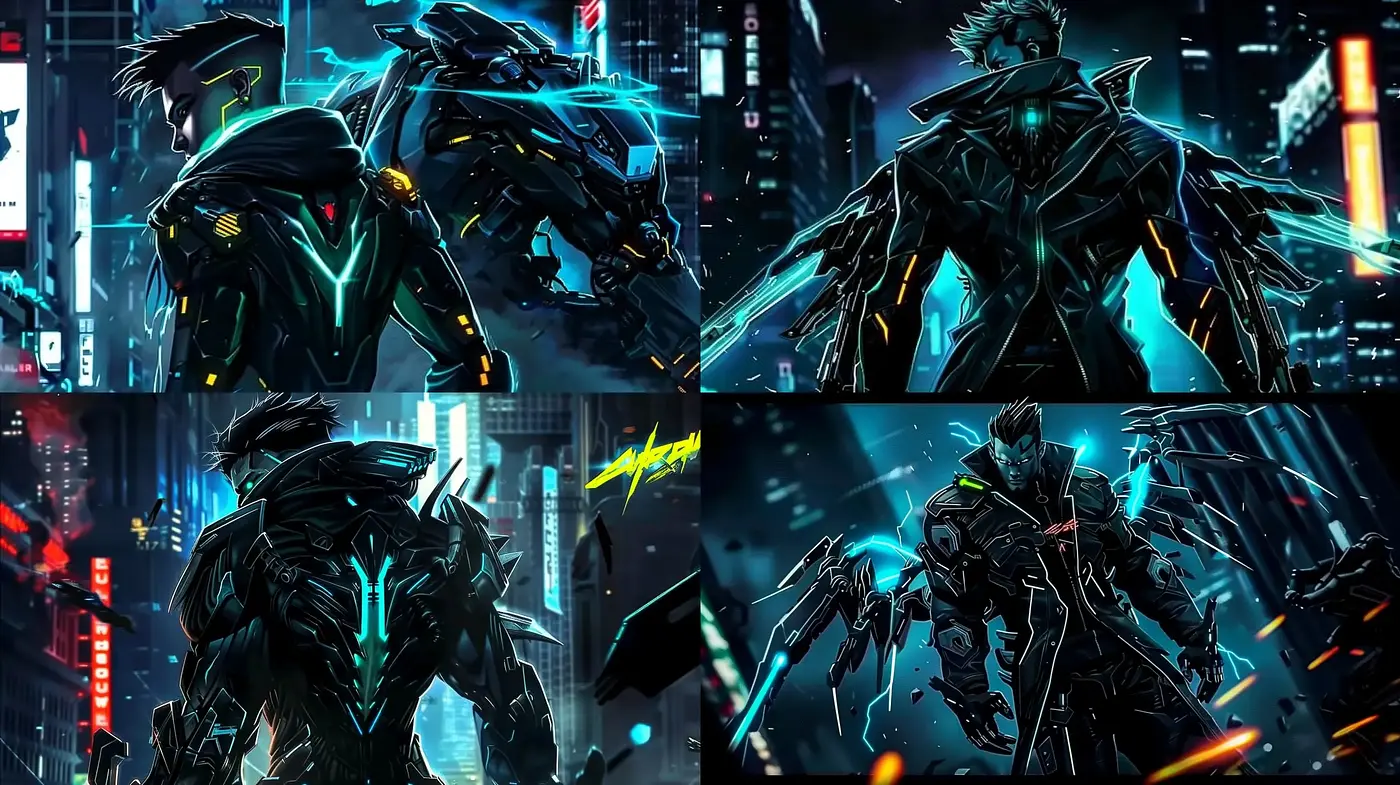 Cybernetic Vigilantes: Neon-Noir Artistic Fusion - Midjourney sref style
