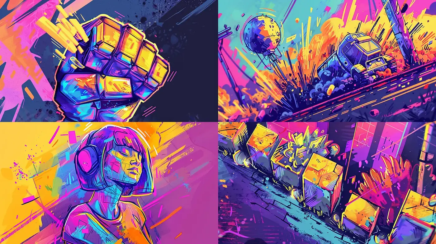 Vibrant and Dynamic Neon Cyberpunk Aesthetic - Midjourney sref style