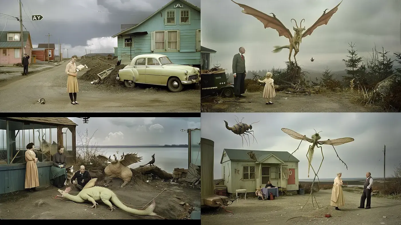 Surrealistic and Dreamlike Scenes with Elemental Fantasies - Midjourney sref style