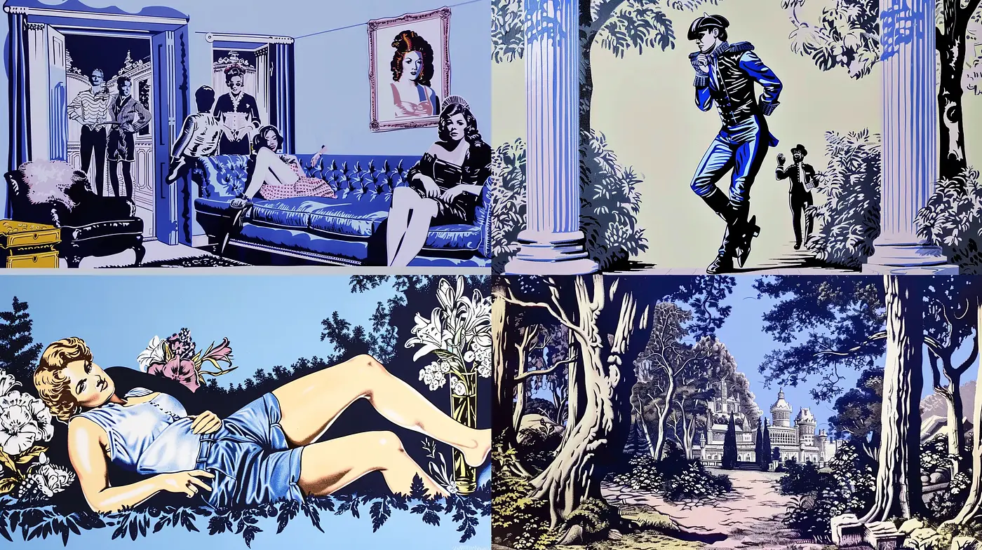Retro Comic Book Elegance with a Cinematic Twist - Midjourney sref style