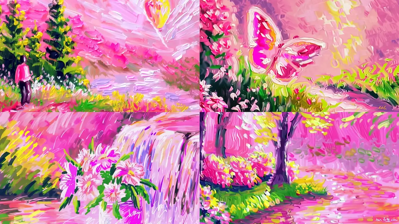 Vibrant and Dreamy Floral Impressionism with Nature Elements - Midjourney sref style
