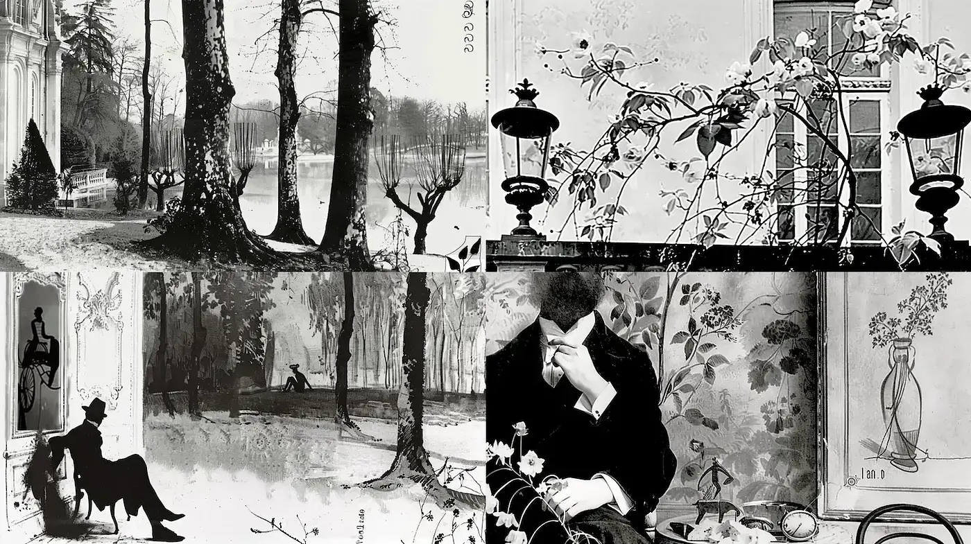Nostalgic Black and White Aesthetic with Subtle Artistic Elements - Midjourney sref style