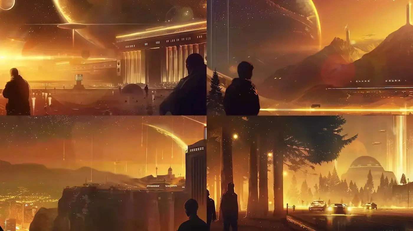 Dramatic Sci-Fi Landscape with Futuristic Elements - Midjourney sref style
