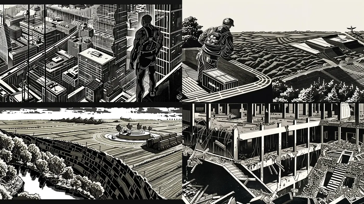 Monochromatic Symphonies of Intricacy and Depth: A Tribute to Woodcut and Linocut Art - Midjourney sref style