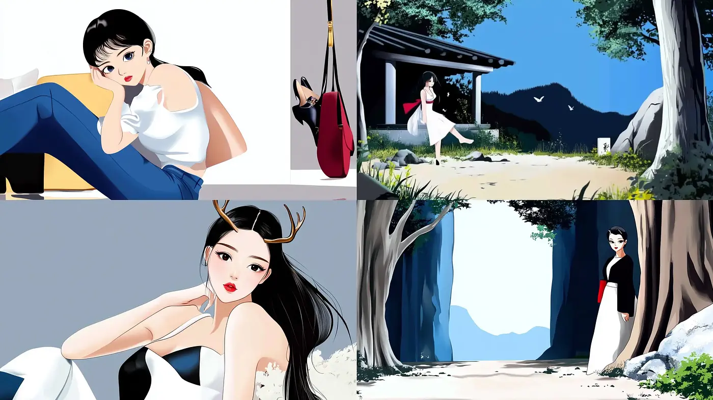 Modern Graphic Novel Aesthetics with a Touch of East Asian Elegance - Midjourney sref style